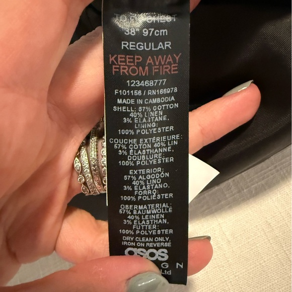 ASOS Design Wedding Skinny Waistcoat in Forest Green Micro Texture 38” - Picture 6 of 8